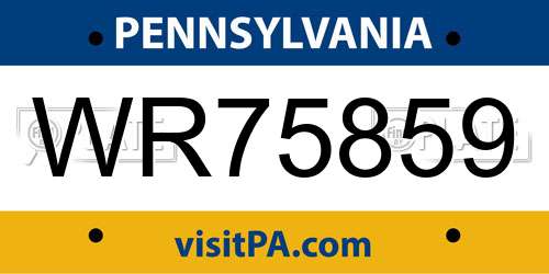 WR75859 Pennsylvania License Plate