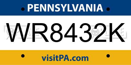 WR8432K Pennsylvania License Plate