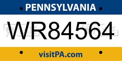 WR84564 Pennsylvania License Plate