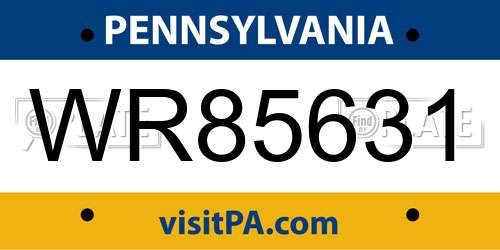 WR85631 Pennsylvania License Plate