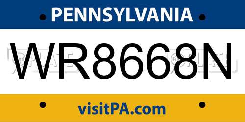 WR8668N Pennsylvania License Plate