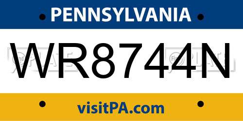WR8744N Pennsylvania License Plate