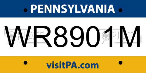 WR8901M Pennsylvania License Plate