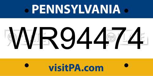 WR94474 Pennsylvania License Plate