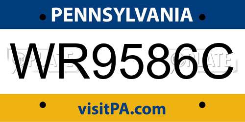 WR9586C Pennsylvania License Plate