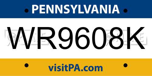 WR9608K Pennsylvania License Plate