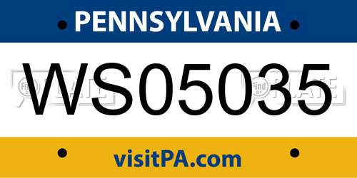 WS05035 Pennsylvania License Plate