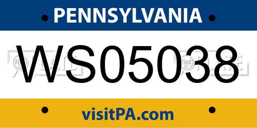 WS05038 Pennsylvania License Plate