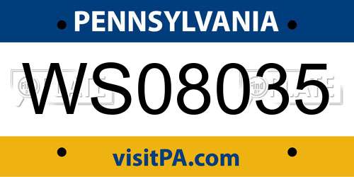 WS08035 Pennsylvania License Plate