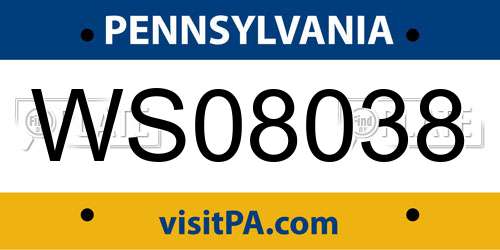 WS08038 Pennsylvania License Plate