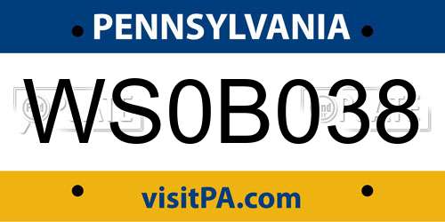 WS0B038 Pennsylvania License Plate