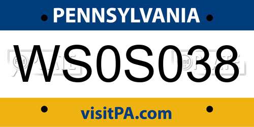 WS0S038 Pennsylvania License Plate