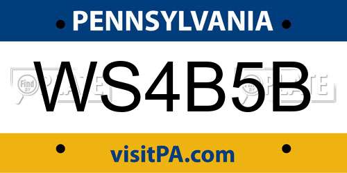 WS4B5B Pennsylvania License Plate