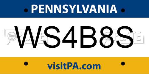 WS4B8S Pennsylvania License Plate