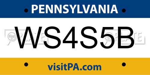WS4S5B Pennsylvania License Plate