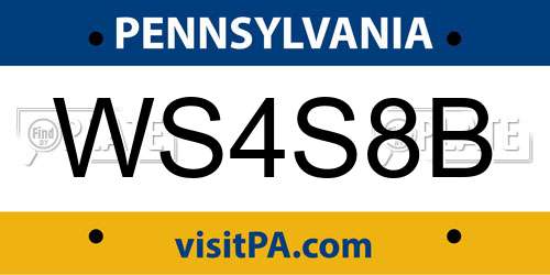 WS4S8B Pennsylvania License Plate