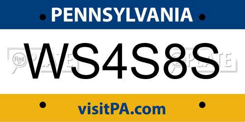 WS4S8S Pennsylvania License Plate