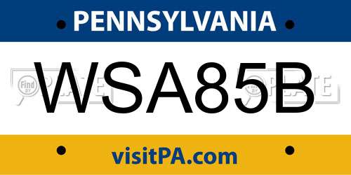 WSA85B Pennsylvania License Plate