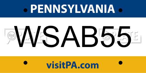 WSAB55 Pennsylvania License Plate