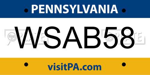 WSAB58 Pennsylvania License Plate