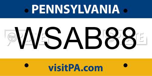 WSAB88 Pennsylvania License Plate