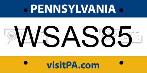WSAS85 Pennsylvania License Plate