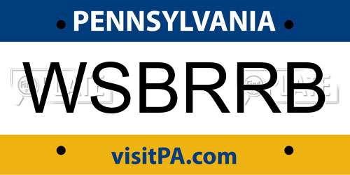 WSBRRB Pennsylvania License Plate