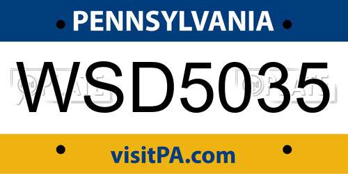 WSD5035 Pennsylvania License Plate