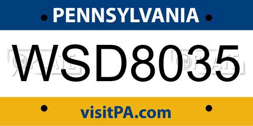 WSD8035 Pennsylvania License Plate