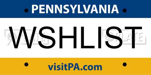 WSHLIST Pennsylvania License Plate