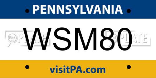 WSM80 Pennsylvania License Plate