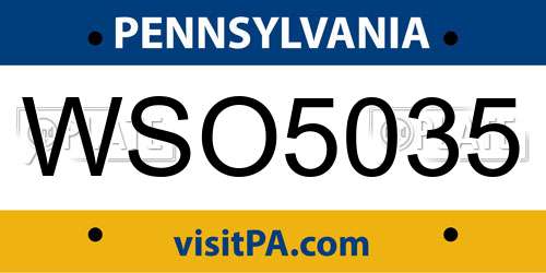 WSO5035 Pennsylvania License Plate