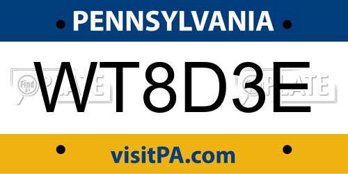 WT8D3E Pennsylvania License Plate