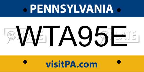 WTA95E Pennsylvania License Plate