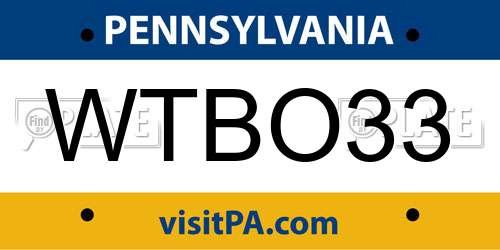 WTBO33 Pennsylvania License Plate