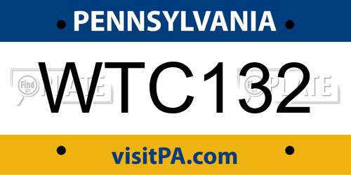 WTC132 Pennsylvania License Plate