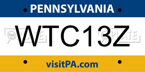 WTC13Z Pennsylvania License Plate