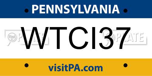 WTCI37 Pennsylvania License Plate