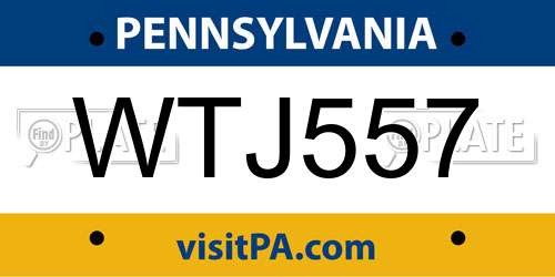 WTJ557 Pennsylvania License Plate