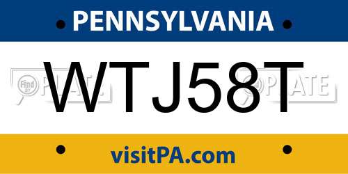 WTJ58T Pennsylvania License Plate