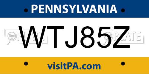 WTJ85Z Pennsylvania License Plate