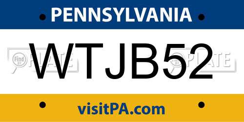 WTJB52 Pennsylvania License Plate