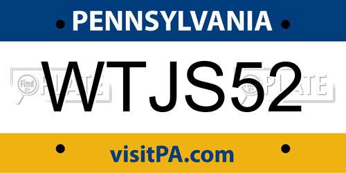 WTJS52 Pennsylvania License Plate