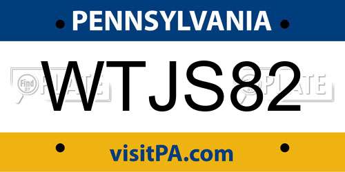 WTJS82 Pennsylvania License Plate