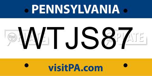 WTJS87 Pennsylvania License Plate