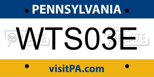 WTS03E Pennsylvania License Plate
