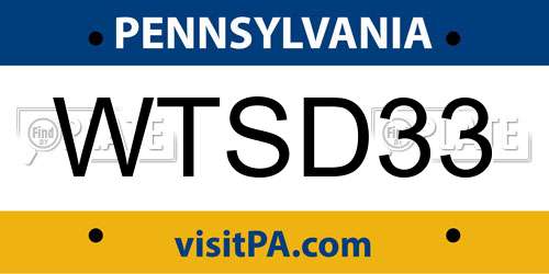 WTSD33 Pennsylvania License Plate