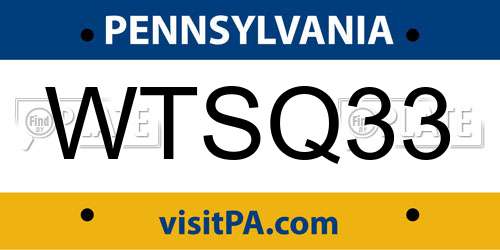 WTSQ33 Pennsylvania License Plate