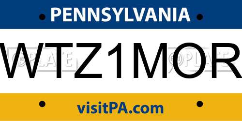 WTZ1MOR Pennsylvania License Plate