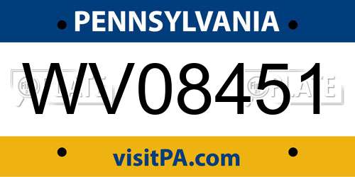 WV08451 Pennsylvania License Plate